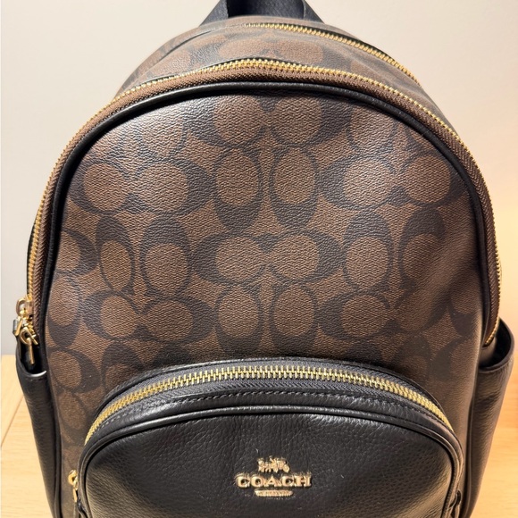 Coach Women's Court Backpack in Signature Canvas - Brown/Black - Picture 2 of 8